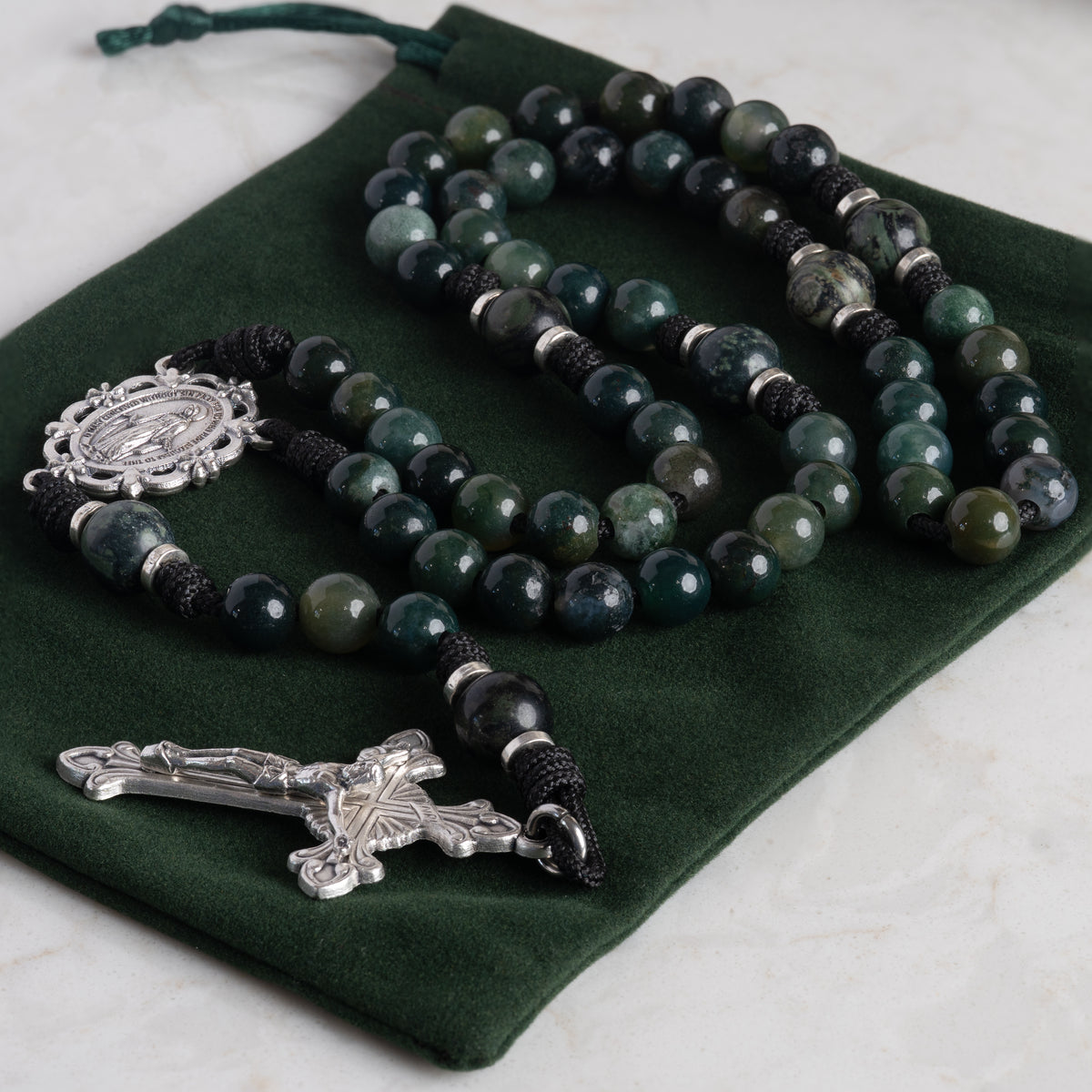 Seat of Wisdom rosary presented in San Giovanni Cord and Stone packaging